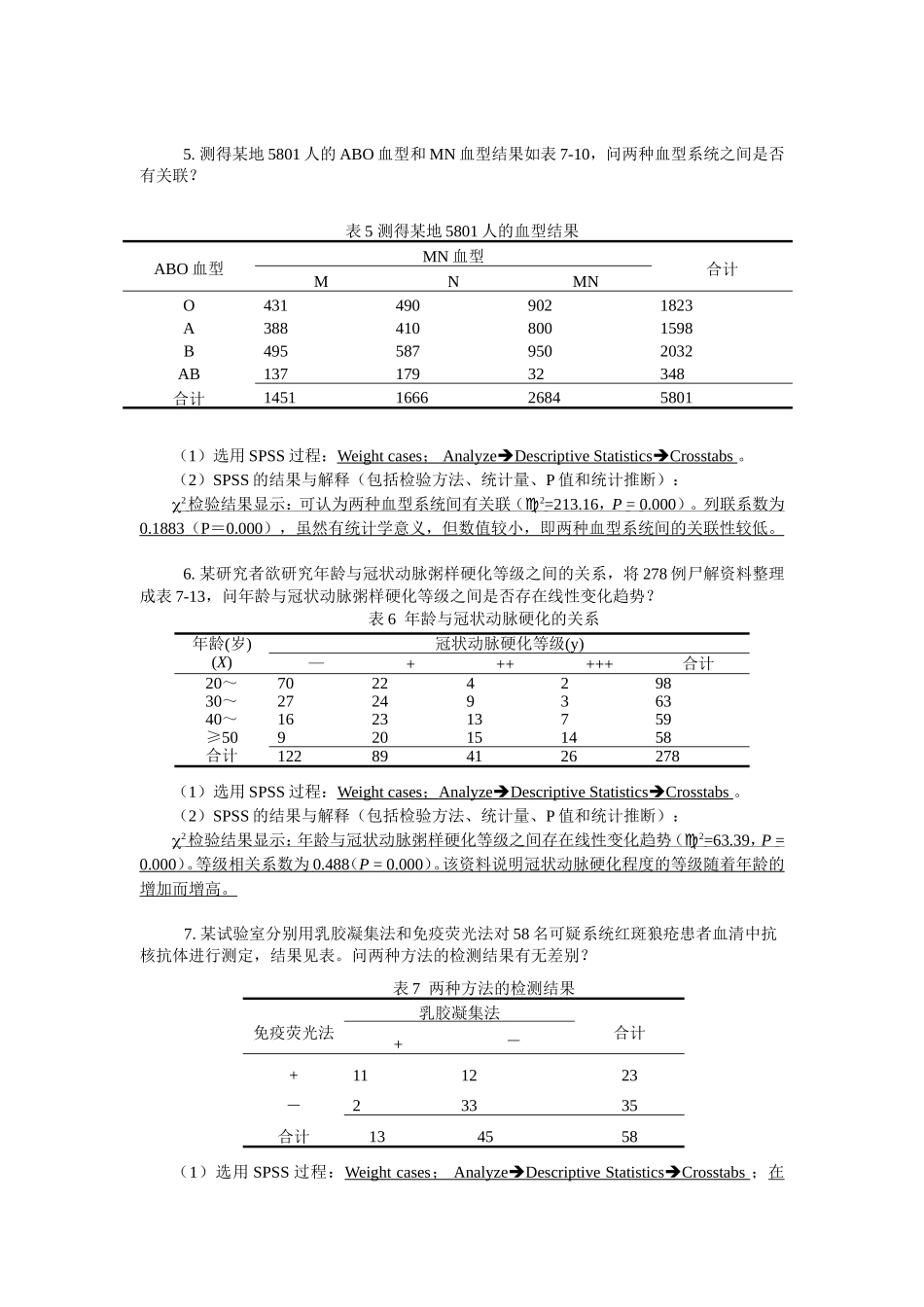 硕士研究生《医学统计学》SPSS统计软件上机练习题_第3页