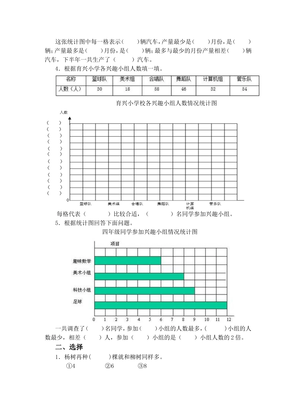 四年级上册第八单元《条形统计图》测试题_第2页
