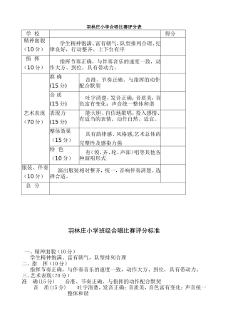 羽林庄小学班级合唱比赛评分标准