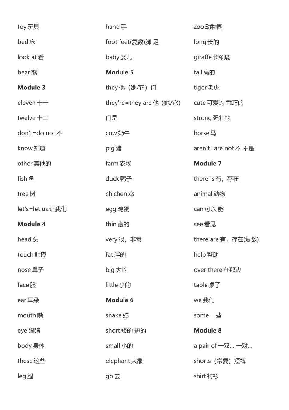 一年级上册英语单词梳理汇总_第3页