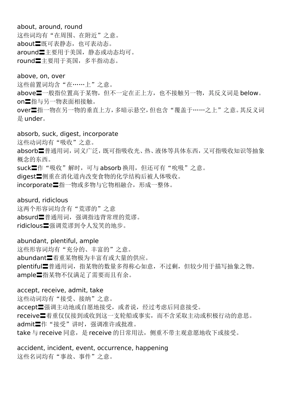 英语同义词大全_第2页