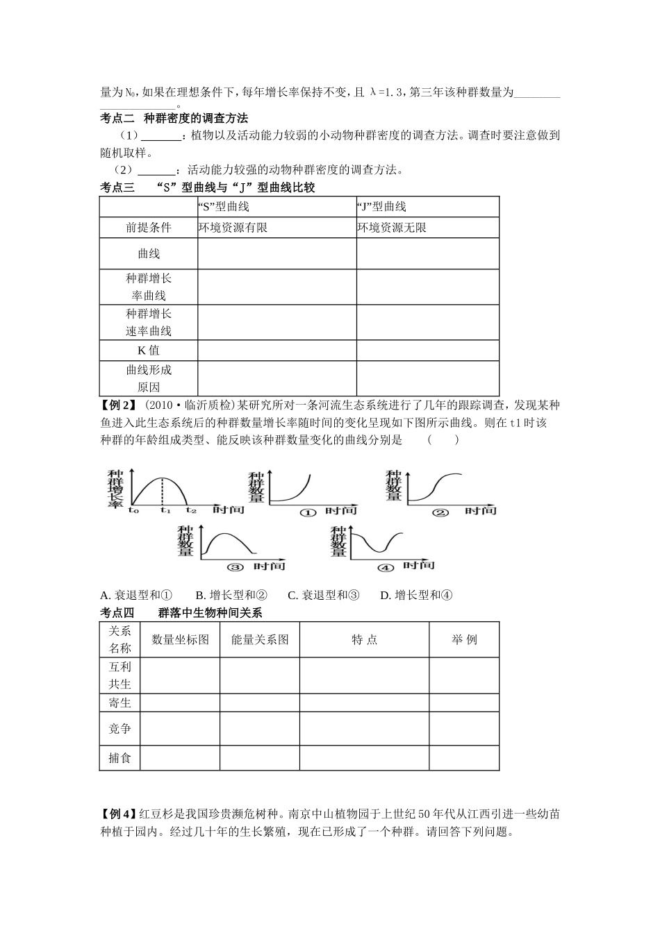 专题六生物与环境一、种群和群落专题（学案）_第2页