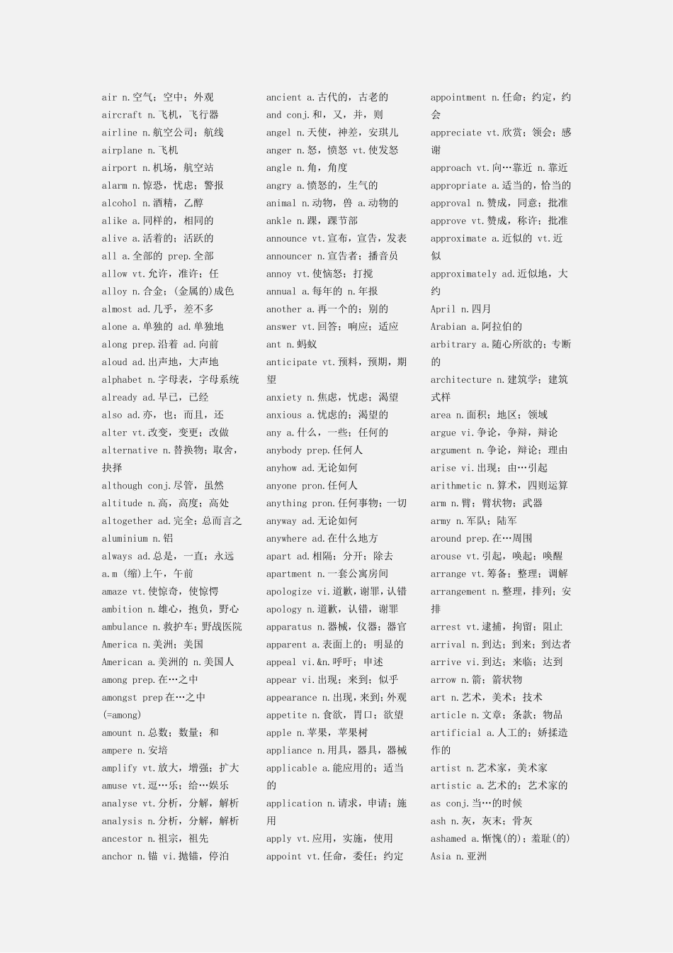 最新大学英语四级词汇表_第3页