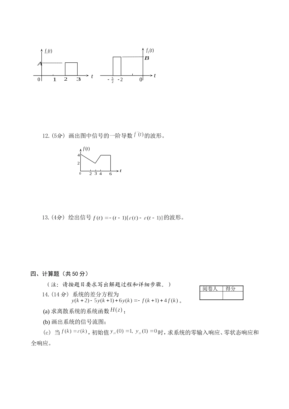 学年第二学期《信号与系统》课程考试试卷_第3页