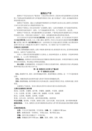 植物生产学课程知识点梳理汇总
