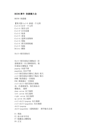 RHINO犀牛 快捷键大全