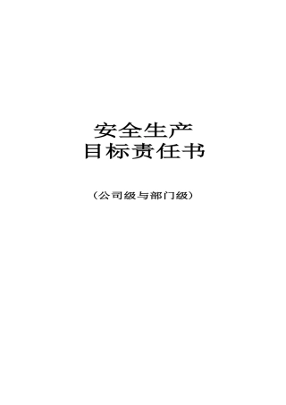 安全生产目标责任书(公司级与部门级)