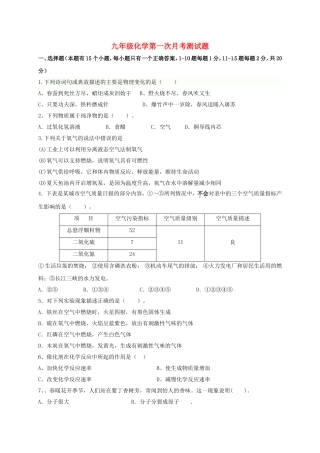 九年级化学第一次月考测试题