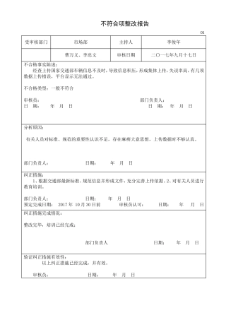 不符合项整改报告