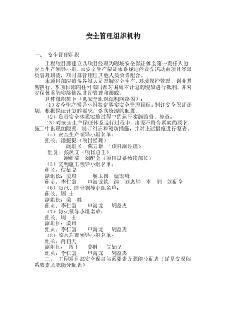 安全管理组织机构