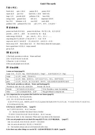 Unit3 The earth 英语知识点梳理汇总