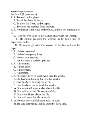 Part I Listening Comprehension 知识点梳理汇总
