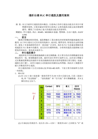 淺析台達PLC串行通訊及應用案例