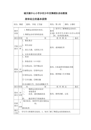 城关镇中心小学乡村少年宫舞蹈队活动教案
