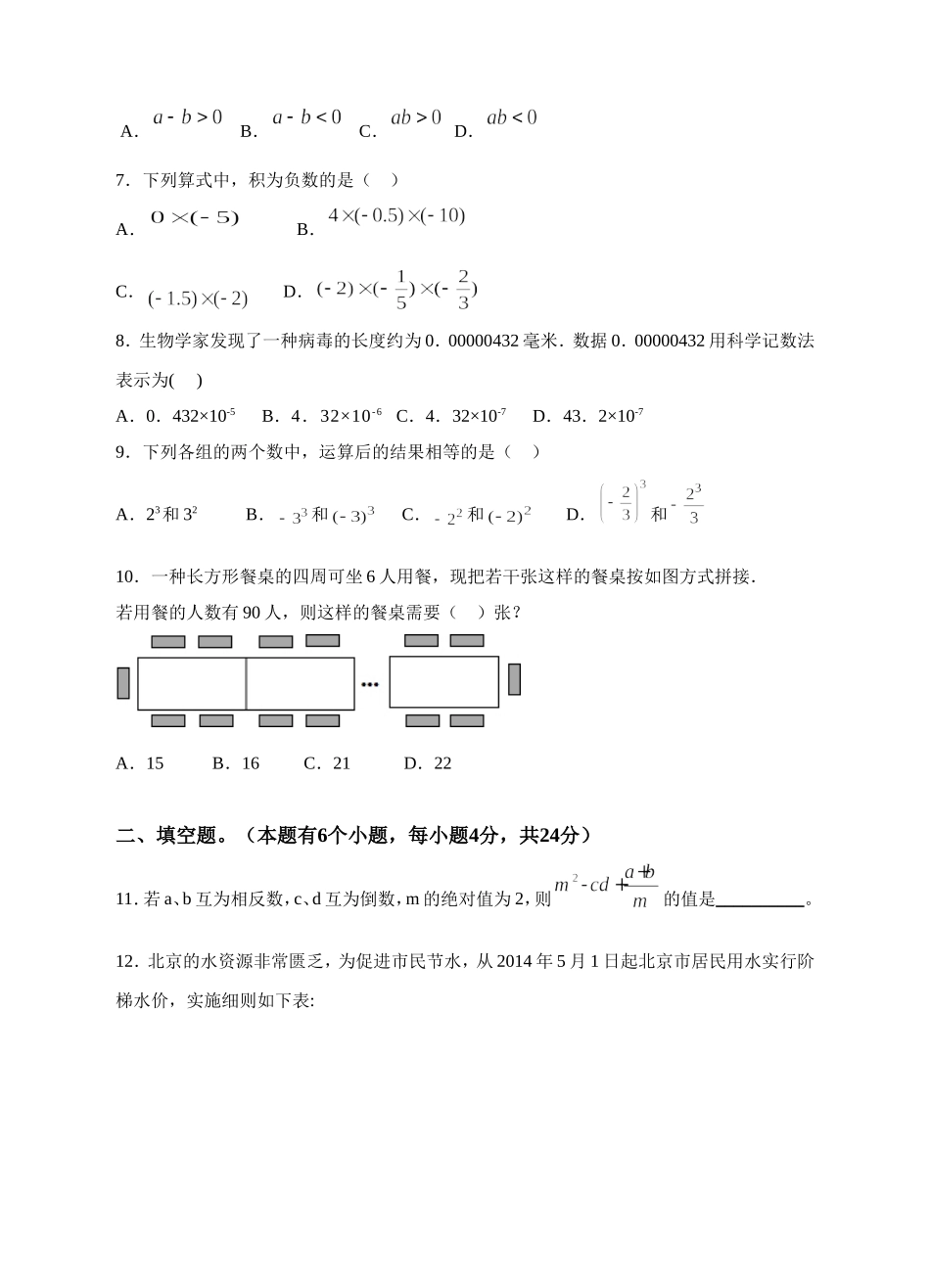 人教版数学七年级上册“单元精品卷”（含精析）_第2页