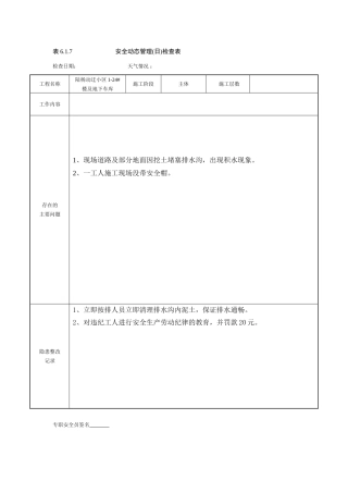 房地产和地下车库安全动态管理(日)检查表