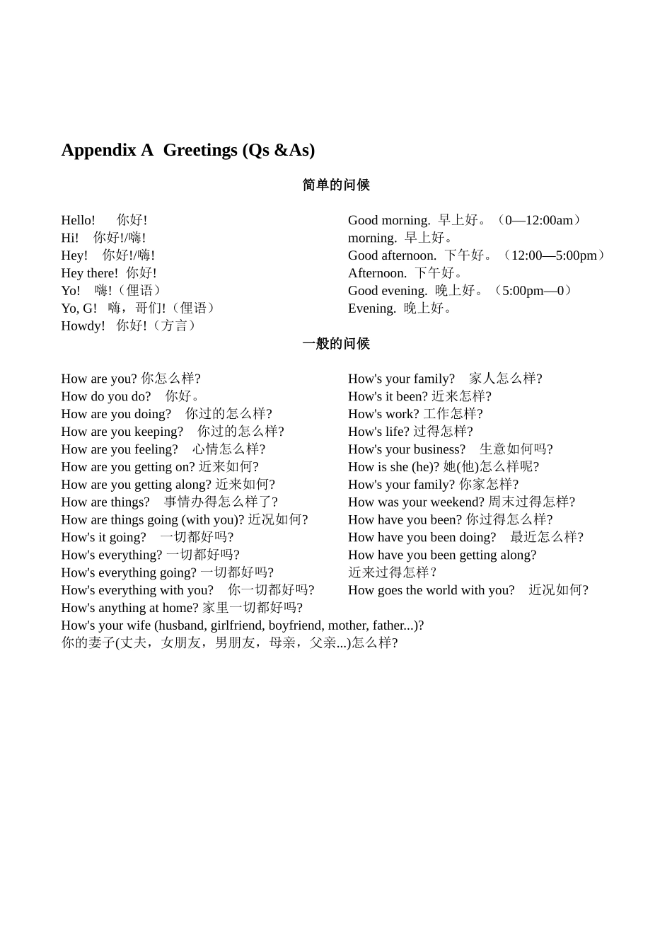 打招呼基本会话 英语知识点梳理_第3页