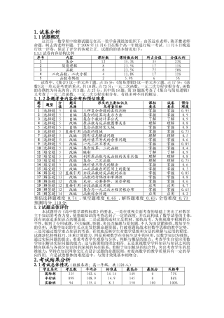附中期中试题质量分析报告高一数学