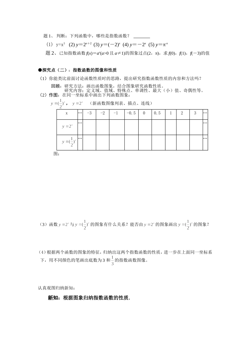 高一数学 指数函数的图像和性质导学案_第2页