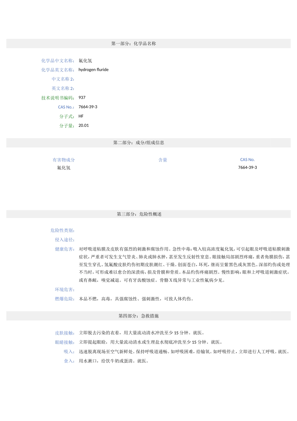 第一部分：化学品名称氟化氢 知识点梳理汇总_第1页