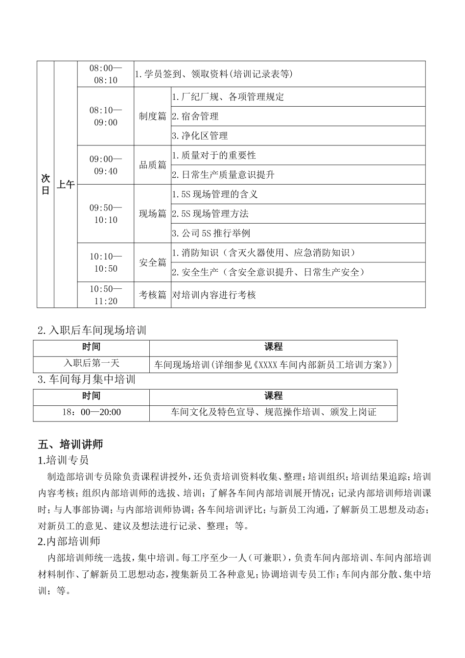 股份有限公司新员工培训方案_第3页