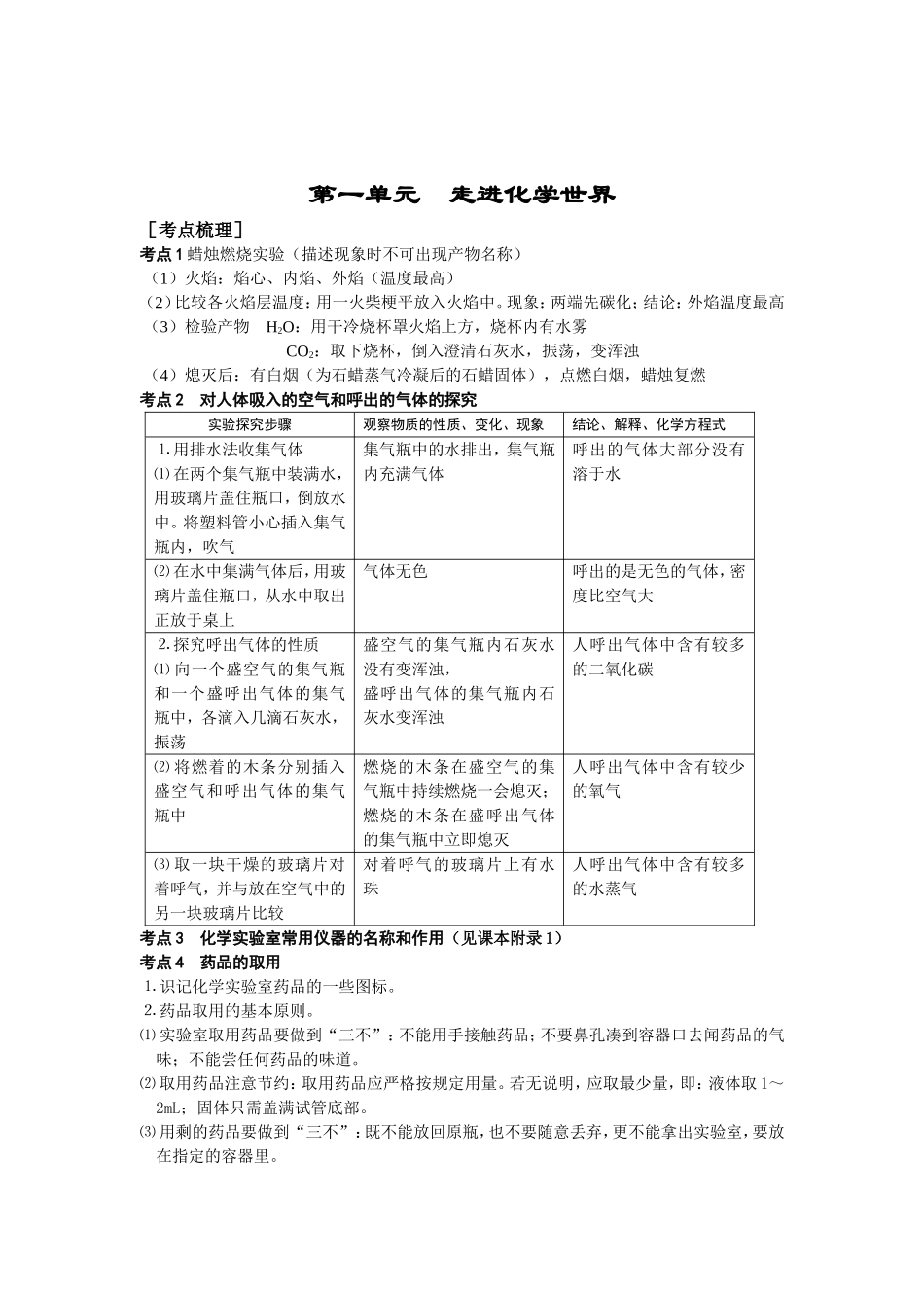第一单元　走进化学世界 教学设计_第1页