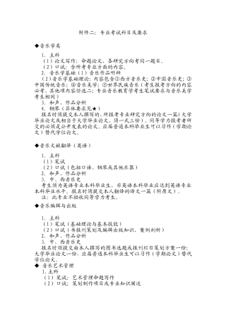 附件二：音乐学类艺术类专业考试科目及要求