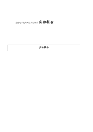 金融电子化与网络支付体系 实验报告
