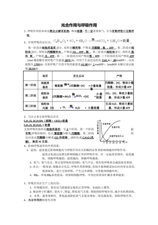 光合作用与呼吸作用 生物测试练习题