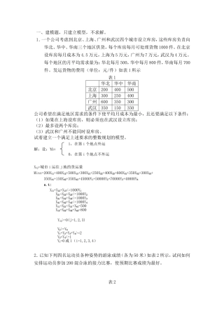 建立一个满足上述要求的整数规划的模型