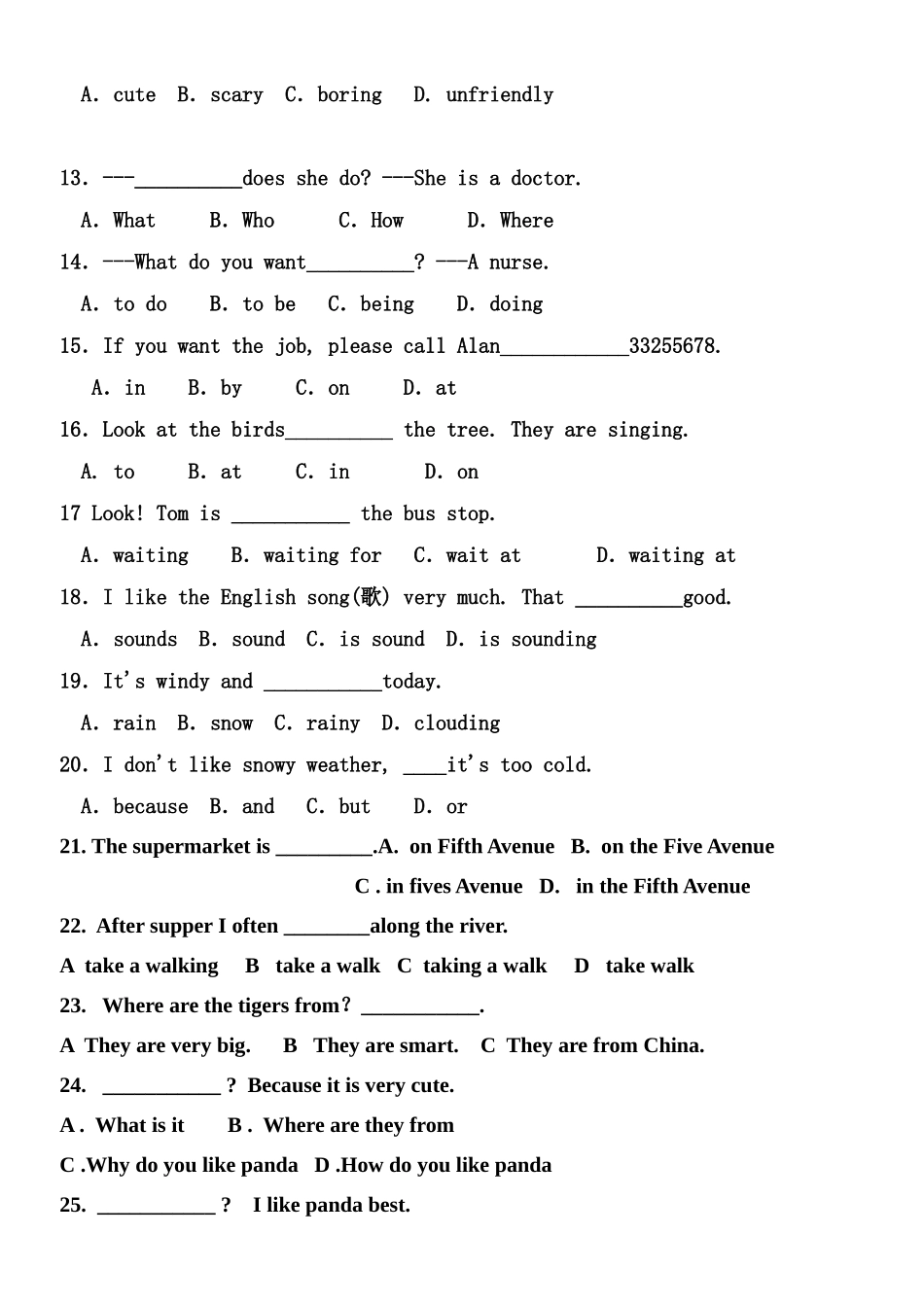 七年级下英语半期测试  _第2页