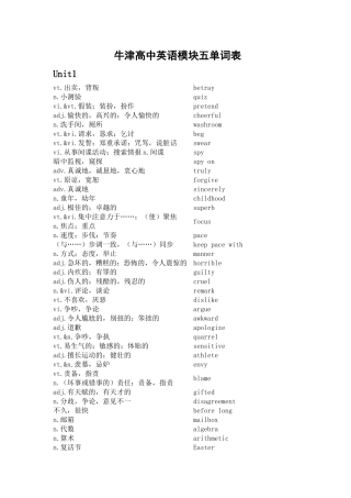 牛津高中英语模块五单词表