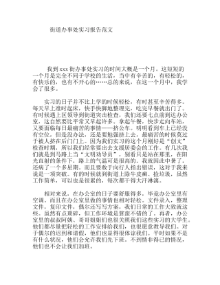 街道办事处实习报告范文