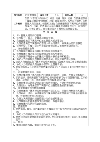 企业管理部部门和岗位职责汇总