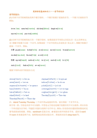 英语语音基础知识二——音节的划分