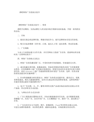 酒吧网络广告投放企划书