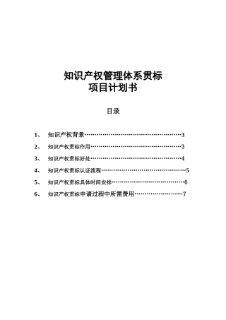 知识产权管理体系贯标项目计划书