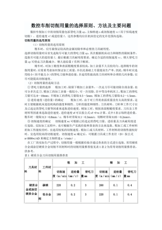 数控车削切削用量的选择原则、方法及主要问题