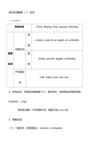 名词代词语法专项整理知识点梳理汇总