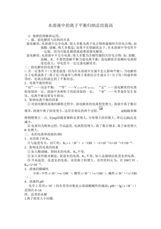 水溶液中的离子平衡归纳总结提高