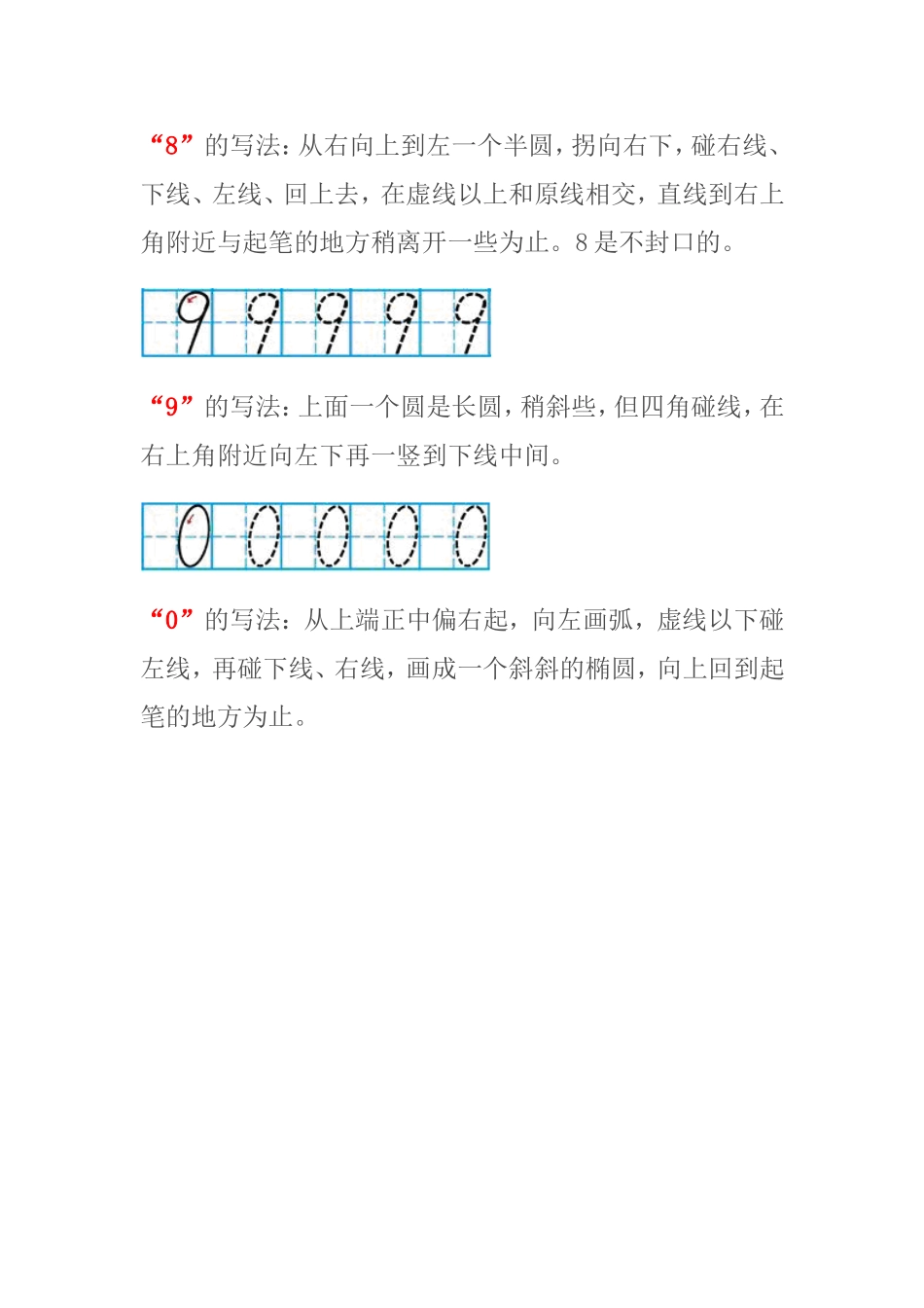 书写0—9数字的笔顺和规格要求_第3页