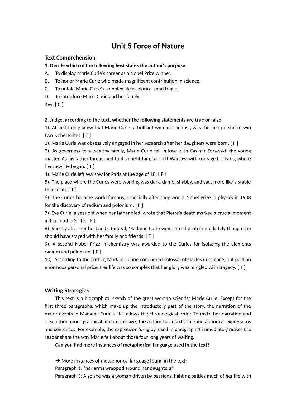 Unit 5 Force of Nature 知识点梳理汇总_第1页