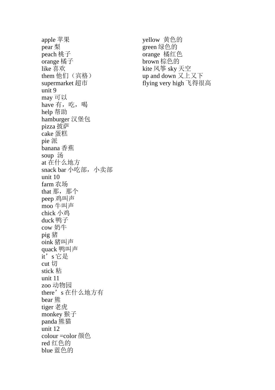 小学一年级上英语词汇表_第2页