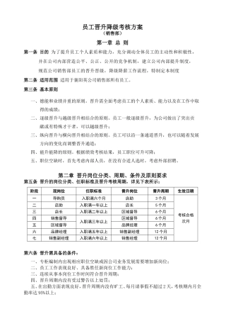 销售部员工晋升降级考核方案