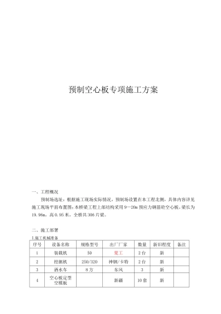 大道交通桥工程预制空心板专项施工方案