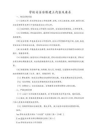 学校安全台账建立内容及要求