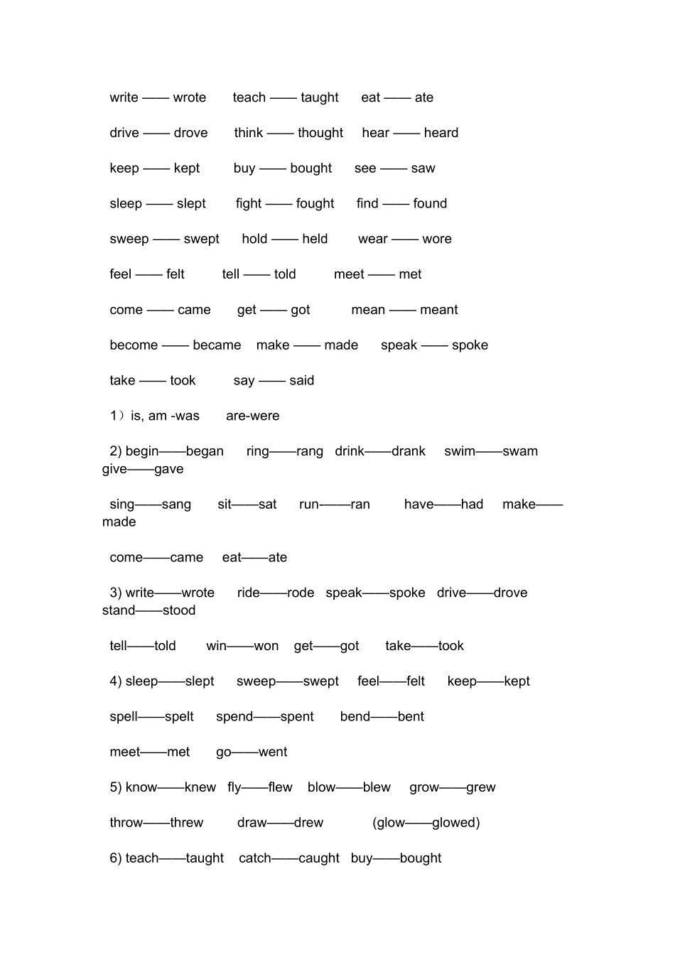 英语过去式大全知识点梳理汇总（百）_第2页