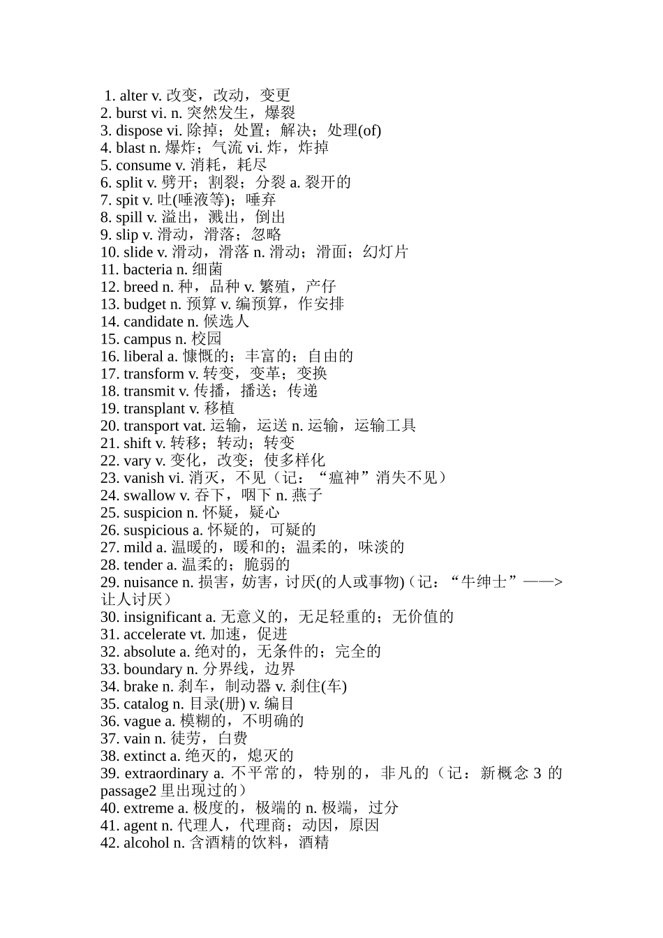 英语四级词梳理汇总_第1页