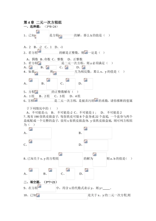 第4章二元一次方程组练习测试题