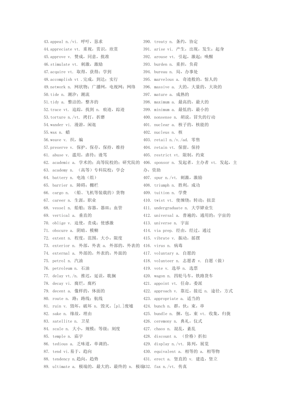 英语四级高频词_第2页